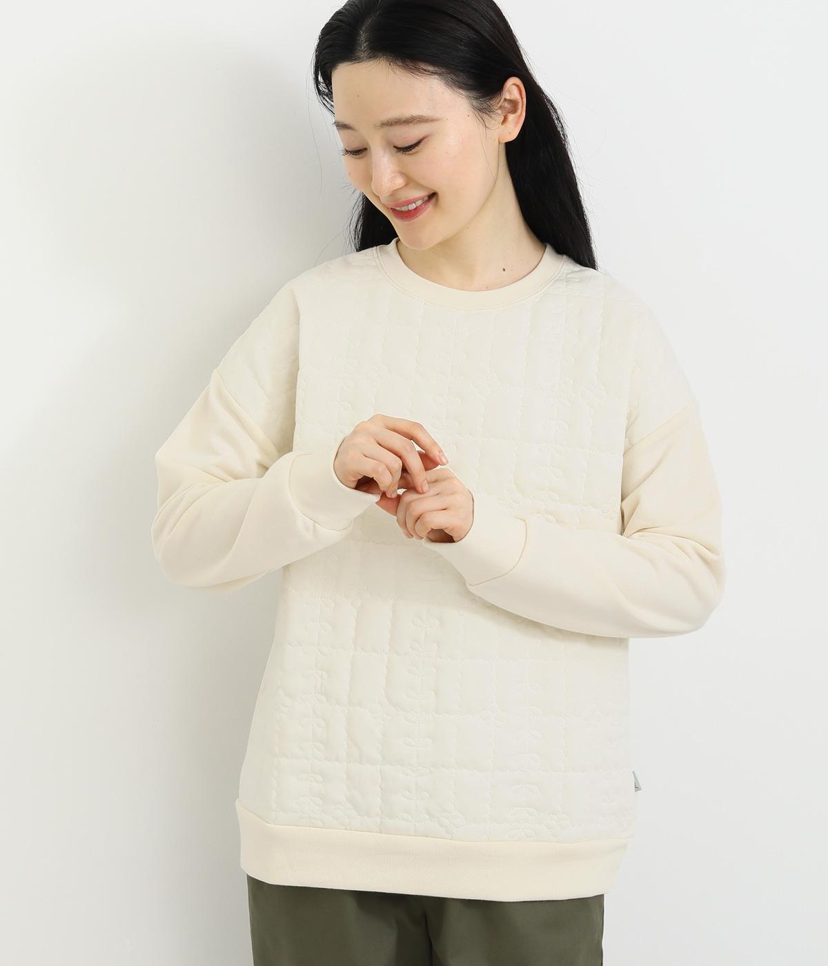 草花キルト刺繍切り替えプルオーバー(アイボリー-M)