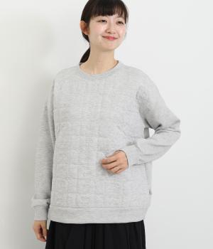 草花キルト刺繍切り替えプルオーバー(杢オートミール-L)