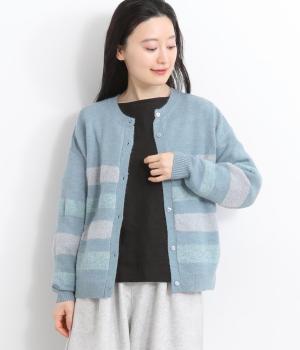 2way異素材ニットプルオーバー(ライトブルー-L)