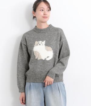 DOG＆CATニットプルオーバー(杢チャコール-L)