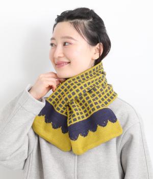 差し込みネックウォーマー(イエロースカラップ×グレー-F)