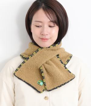 差し込みネックウォーマー(ネイビー小花ベージュ-F)