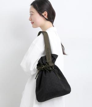 チュール切り替え巾着バッグ