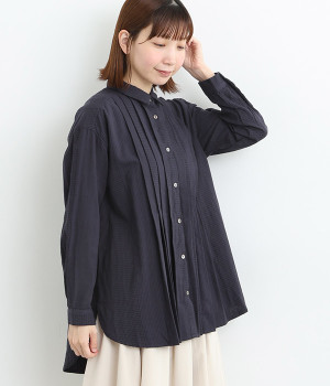 コットンダブルガーゼタックロングシャツ