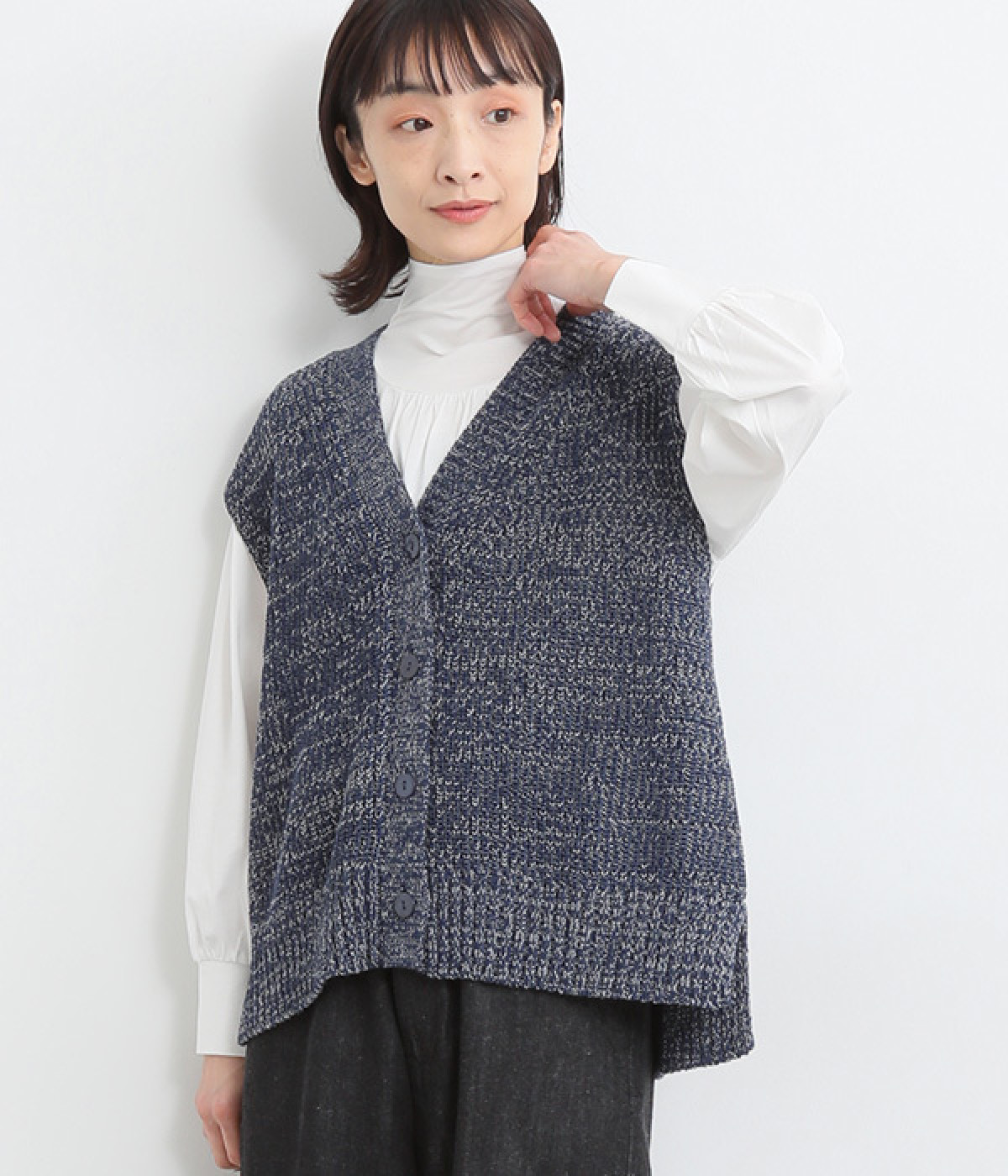 テープヤーンニットベスト(ネイビー-ONESIZE)