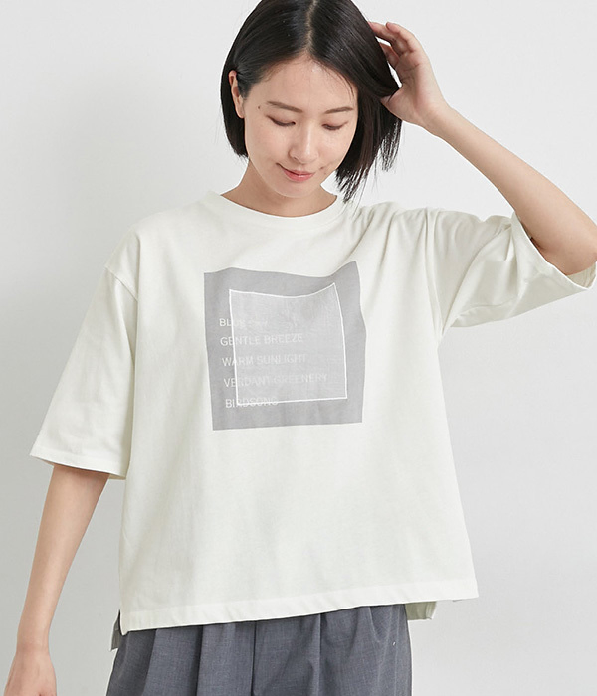 レターTシャツ(オフホワイト-L)
