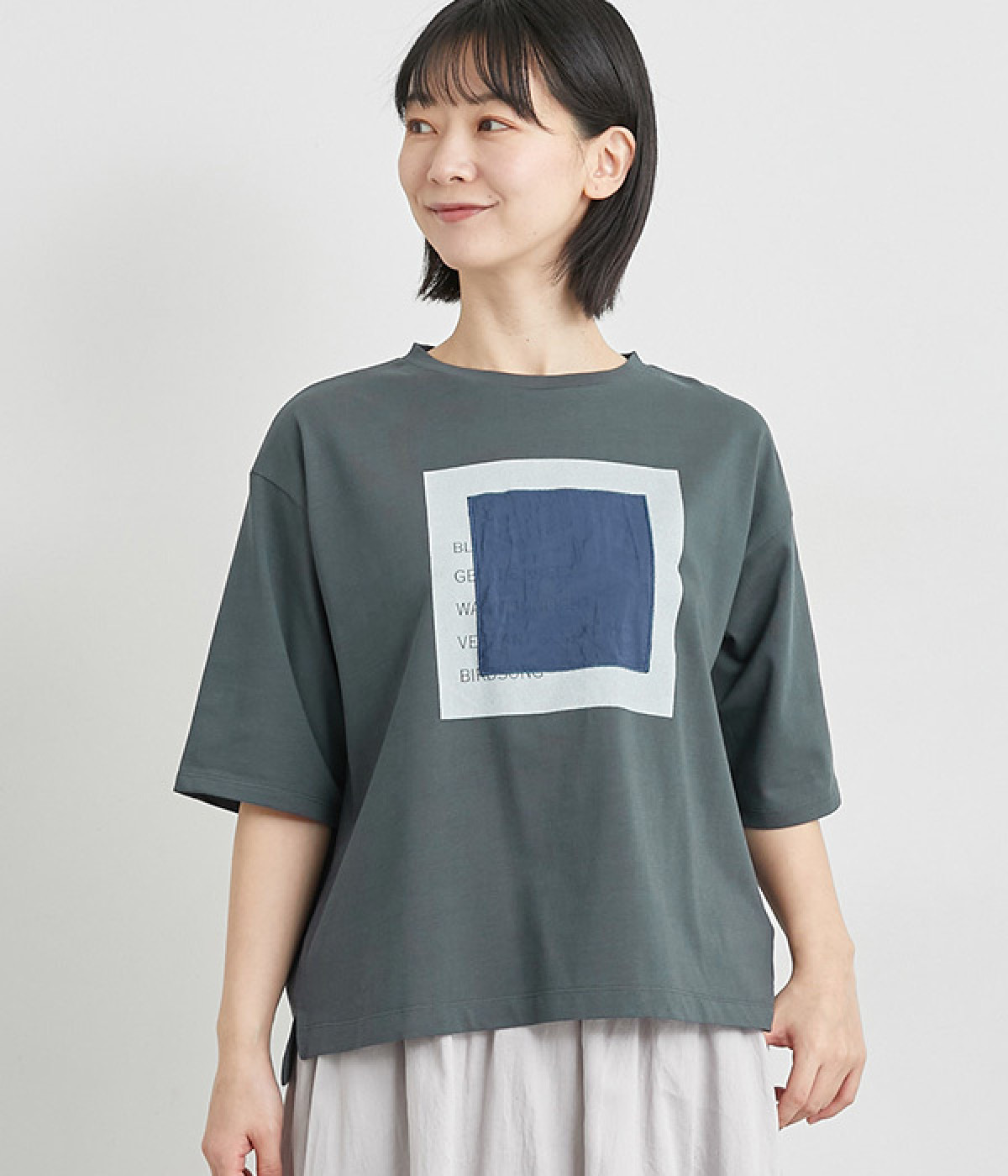 レターTシャツ(チャコール-L)