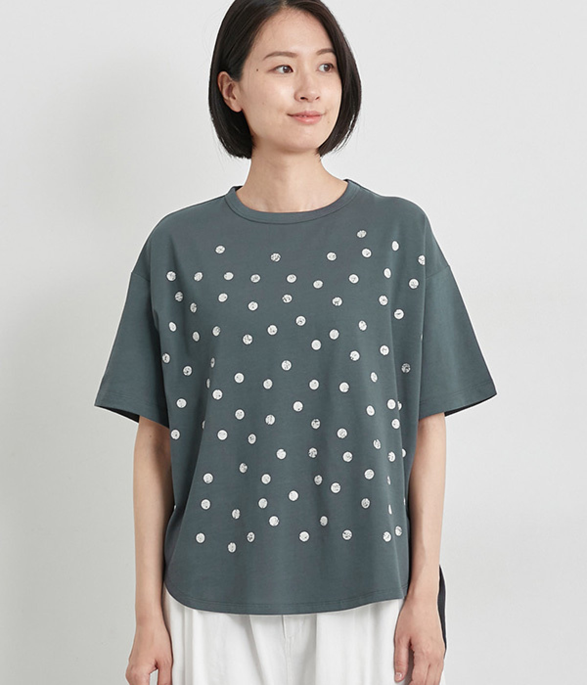 ドットTシャツ(チャコール-L)