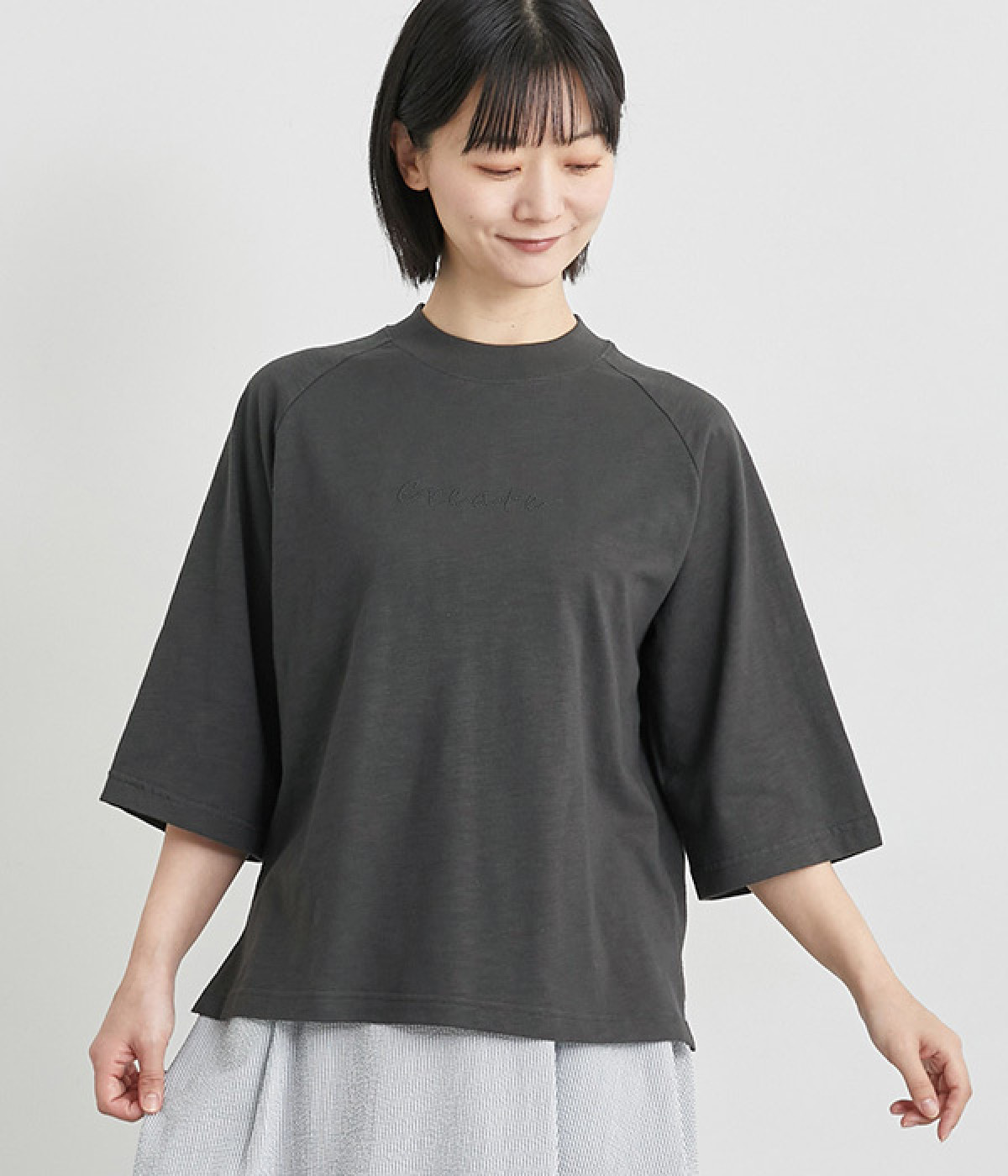 スラブ天竺ロゴプルオーバー(チャコール-L)