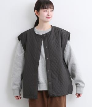 撥水キルティングジャケットベスト(ブラック-F)