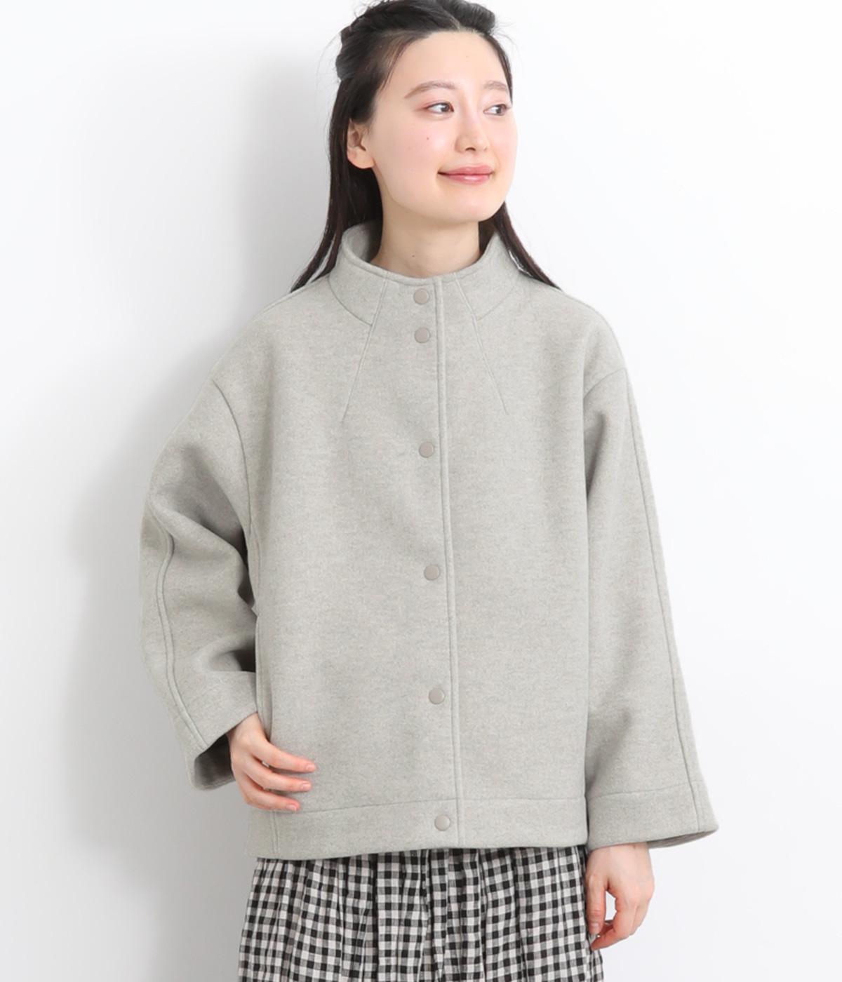スタンドカラーポンディングブルゾン(ライトグレー-M)