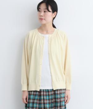 ギャザーニットカーディガン(オフホワイト-ONESIZE)