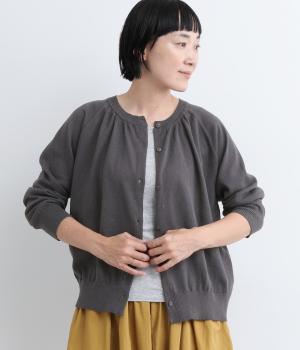 ギャザーニットカーディガン(チャコール-ONESIZE)