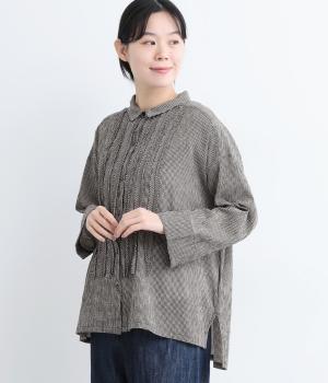 シュリンクフリルブラウス(ベージュ-L)