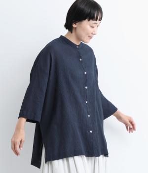 シュリンクスタンドカラーシャツ