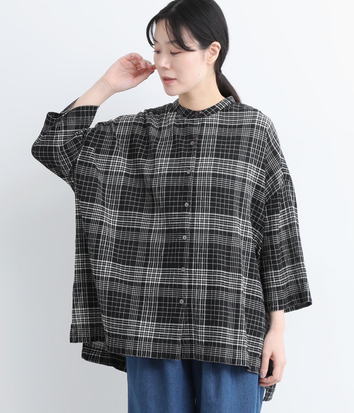 シュリンクスタンドカラーシャツ(チャコール-M)