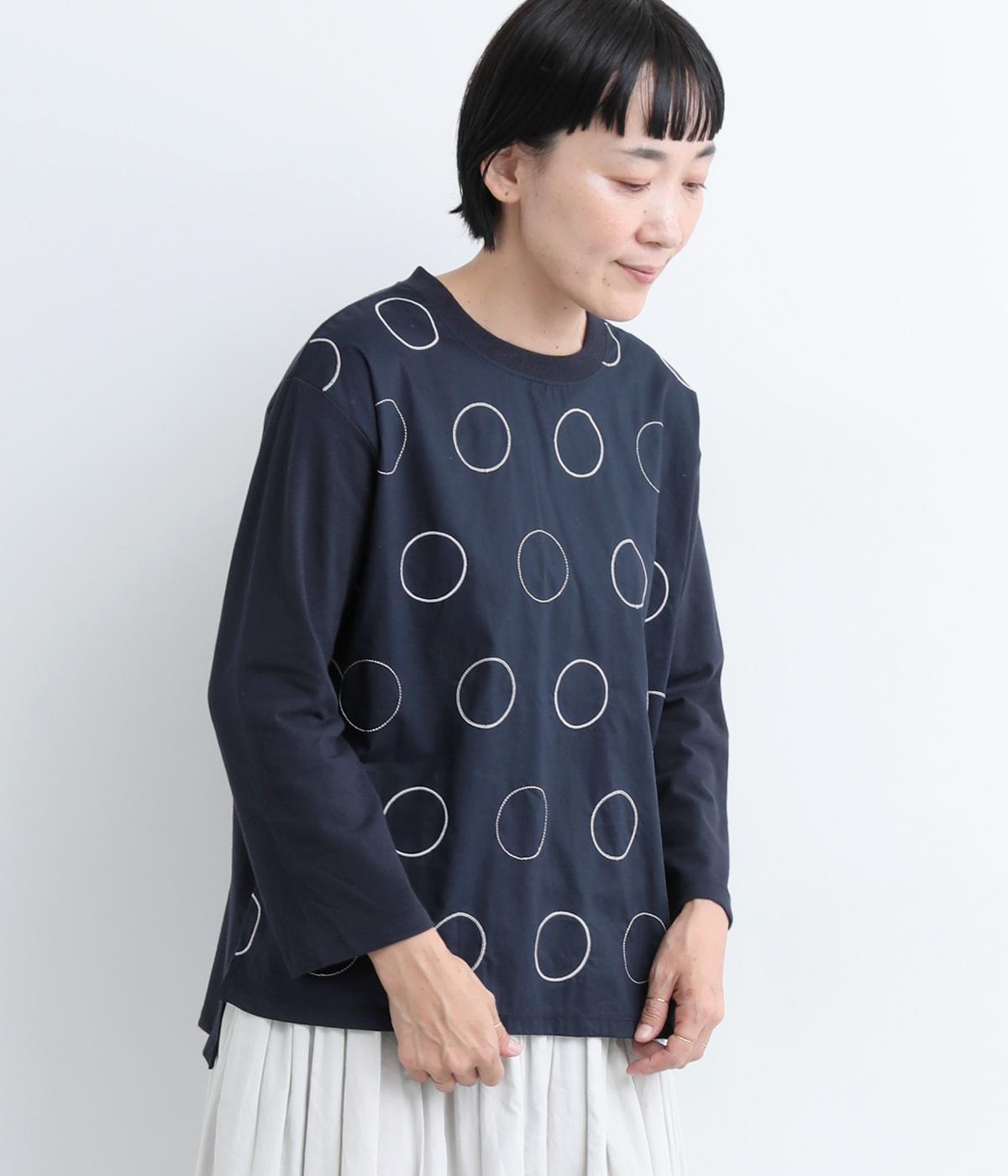 ドット刺繍プルオーバー(ネイビー-L)