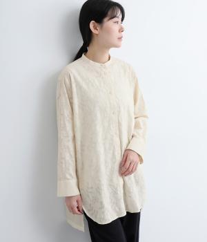 フラワージャカードロングシャツ(アイボリー-ONESIZE)