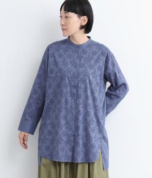 フラワージャカードロングシャツ(ネイビー-ONESIZE)