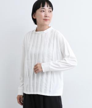 コットン天竺タックプルオーバー(オフホワイト-L)