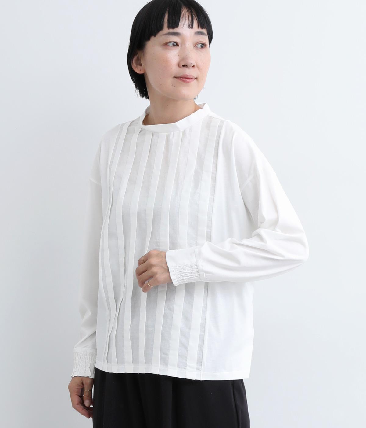 コットン天竺タックプルオーバー(オフホワイト-M)