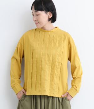コットン天竺タックプルオーバー(マスタード-L)