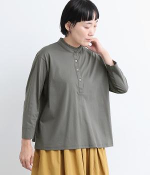 コットン天竺フリルカラープルオーバー(チャコール-L)