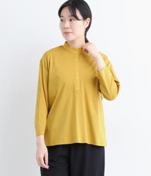 コットン天竺フリルカラープルオーバー(マスタード-L)