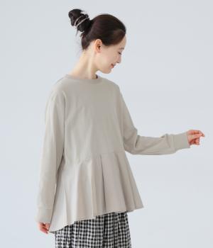 コットン天竺×コットン平織りペプラムプルオーバー