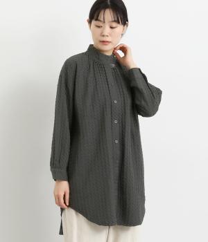 ジャカードロングシャツ(チャコール-F)