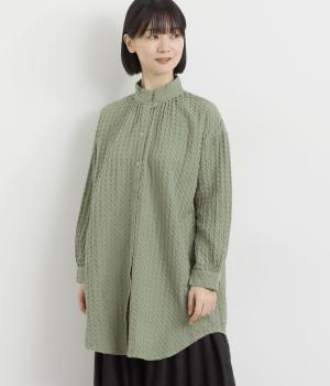 ジャカードロングシャツ(グリーン-F)