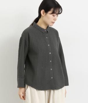 ジャカードブラウス(チャコール-L)