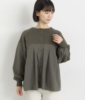 ニット布帛カーディガン(チャコール-F)