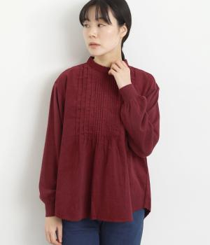 ニットスリーブタックプルオーバー(ボルドー-L)