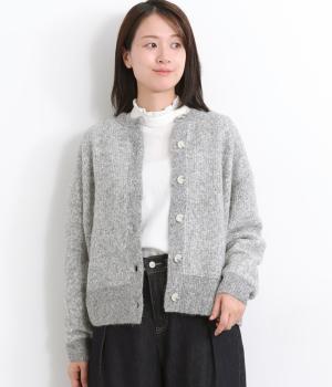 畦編みニットカーディガン
