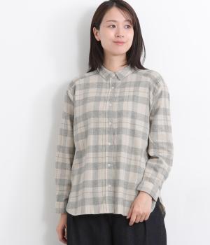 コットンシャーリングチェックブラウス