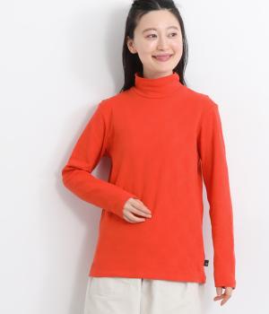 コットン接結ドットジャカードハイネックプルオーバー(オレンジ-L)