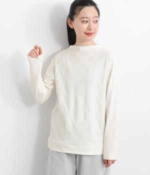 コットン接結ドットジャカードボトルネックプルオーバー(オフホワイト-L)