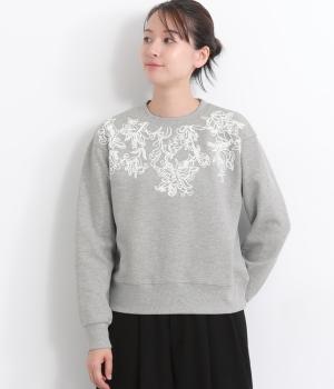 コットンエンブロイダリー　カノコ裏起毛プルオーバー
