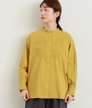 コットンフリルカラー刺繍ブラウス