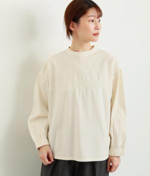 コットン刺繍プルオーバーブラウス