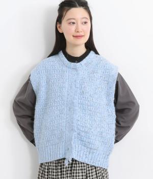 カラーネップニットベスト(ライトブルー-L)