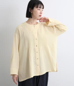 コットンダブルガーゼタックブラウス(アイボリー-L)