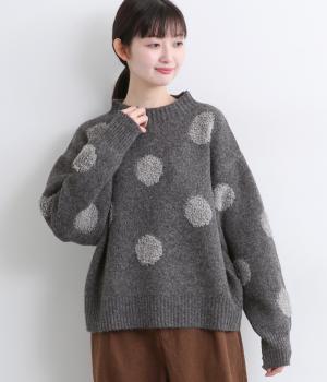 ループドットニットプルオーバー(チャコール-L)