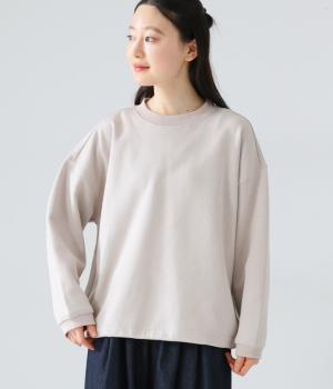裏フリースプルオーバー(ライトグレー×ベージュ-L)