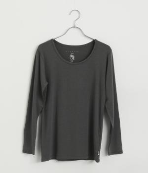 ほっとうるお衣クルーネックインナー(チャコール-L)