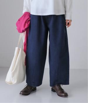 コットンデニムバレルパンツ