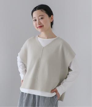 Vネック畦編みニットベスト