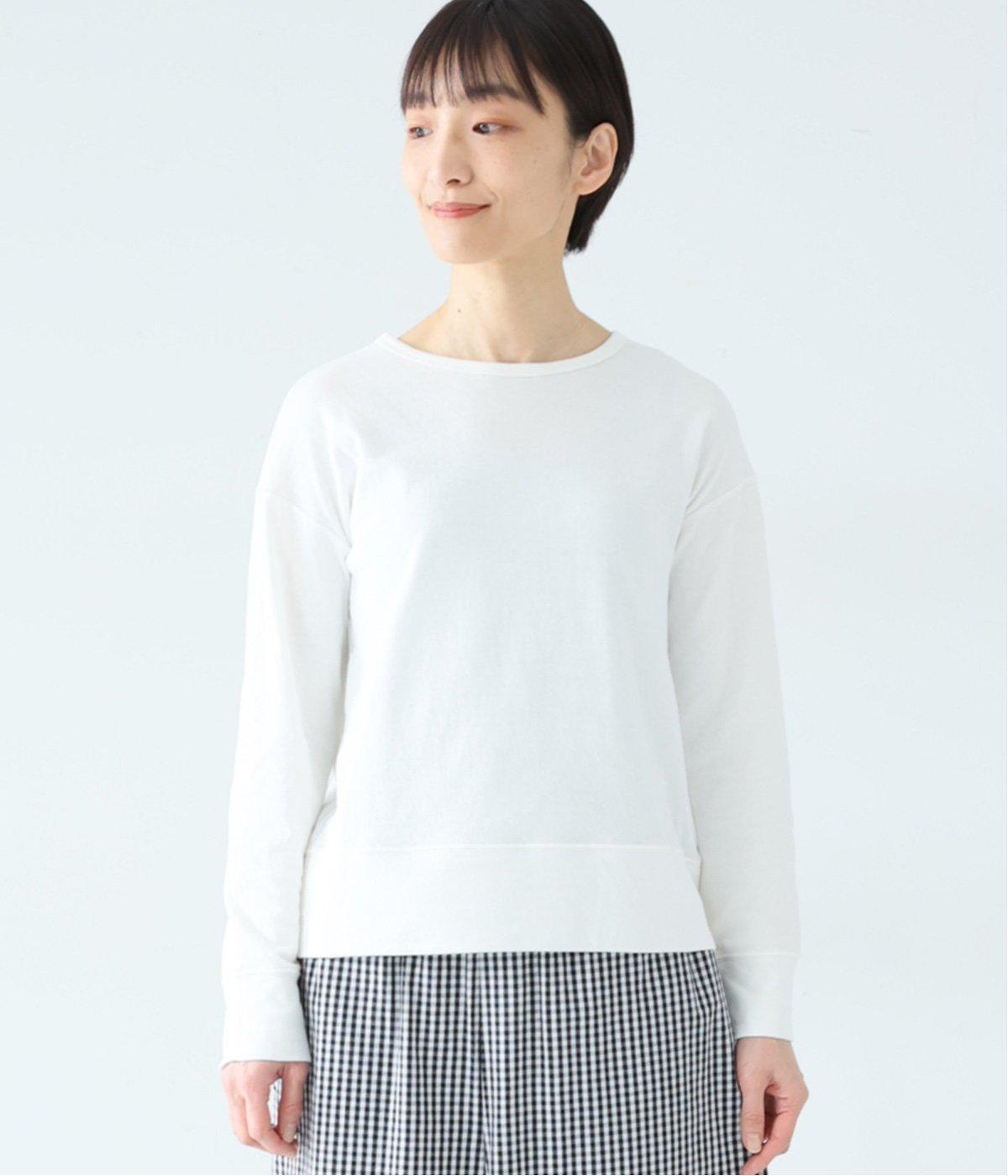 接結天竺クルーネックプルオーバー(オフホワイト-M)