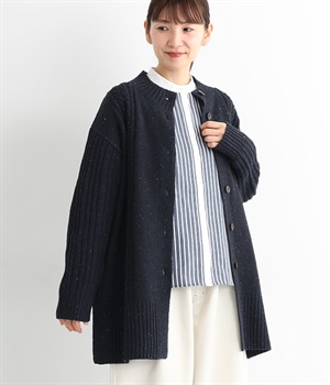 ケーブルニットロングカーディガン(ネイビー-M)